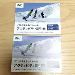 日本駐車場開発　株主優待券　スキー場リフト割引券 アクティビティ割引券　2枚