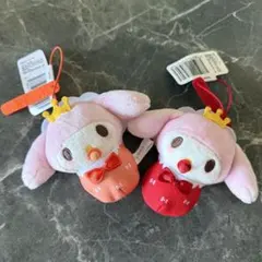 サンリオ マイメロディ バースデー おくるみマスコット　オレンジ　赤　2個セット