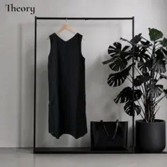 Theory セオリー リネン ノースリーブ ロング ワンピース 黒 2 M
