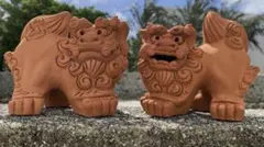 沖縄 シーサー 素焼き 置物 ペア