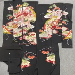 難あり アンティーク黒留袖ハギレ 一着分 錦紗