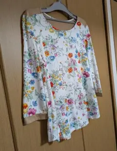 PINORE ピノーレ カットソー チュニック 花柄 七分袖 40