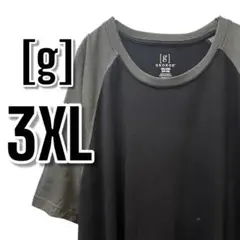 【885】GEORGE 3XL ラグランTシャツ 黒 USA古着 半袖Tシャツ