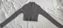 グレーのリブ編み長袖ニット Mサイズ
