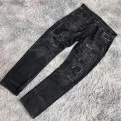 m6576【廃盤】ラルフローレン デニサプ リメイク加工 クラッシュデニム 黒