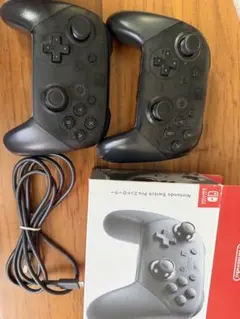 Switch純正プロコン２個セット　動作確認済み　　一つ箱ケーブル付き