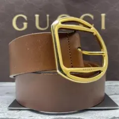 ☆GUCCI☆ グッチ 馬モチーフ バックルベルト ブラウン ゴールド金具