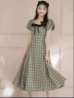 チェック an Mille バストギャザーワンピース　アンミール　骨格ストレート