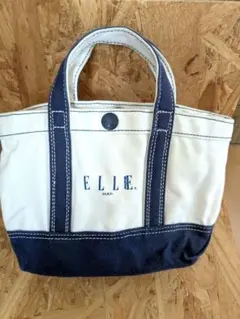 ELLE ミニトートバッグ ホワイト/ネイビーのサムネイル