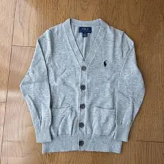 ポロ ラルフローレン キッズ　ニット　Vネック　カーディガン　グレー　115
