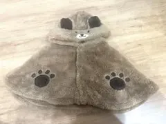 クマ耳フード付きもこもこポンチョ