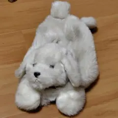 昭和レトロ 犬 ぬいぐるみ ティッシュケース 白 当時物 ベル付き