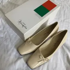 N3)新品 GINZA カネマツ パンプス 靴 リボン クリーム