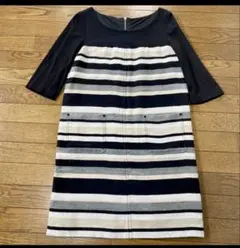 カーラ　Cara ストライプデザイン 七分袖ワンピース　ディノス　カットソー