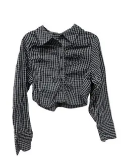 チェック柄クロップドシャツ