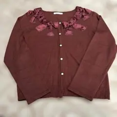 アクシーズファム リボン付きニットカーディガン