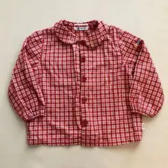 mikihouse チェックシャツ 赤　90 ミキハウス　女の子　刺繍