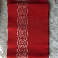 1.23 値下げ 朱色 幾何学模様 半幅帯