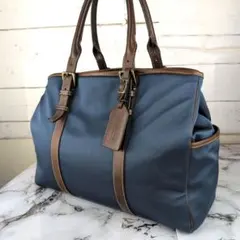 【美品】ポーター☆A4　70周記念　ナイロン　レザー　トートバッグ　ネイビー