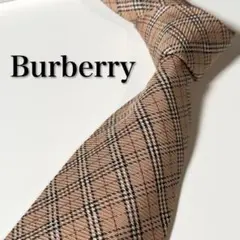 【美品】 Burberry バーバリー チェック柄 ベージュ系 ネクタイ