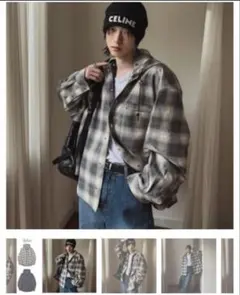【2plan】Whisper check hooded jacketのサムネイル
