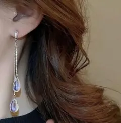 ロングドロップクリスタルイヤリング