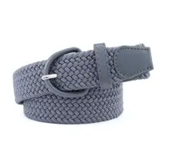 メッシュベルト グレー 伸縮 ゴムベルト 編込み 穴なし 男女兼用 フリーサイズ