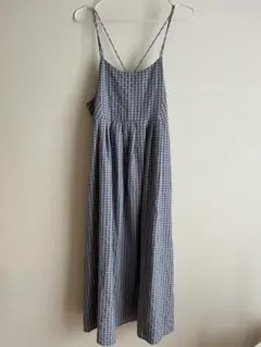 チェック柄キャミソールロングワンピース M