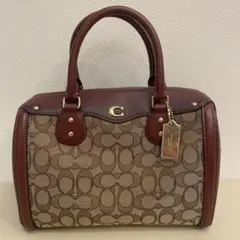 Coach ハンドバッグ ボルドー×ベージュ 中型