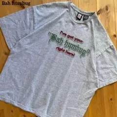 【希少】90's 刺繍タグ Bah humbug tシツ グレー　heavy