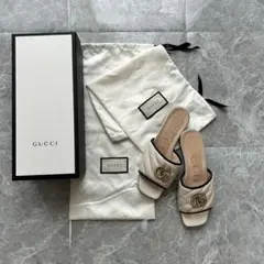 美品❣️】GUCCI GG マーモント サンダル ライトブルー ミュール 23