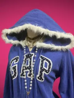 Gap ジップアップ　ファーパーカー　ファー　y2k パーカー　ギャップ GAP ジップアップファーパーカー ピンク y2k 00s グランジ