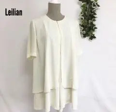 お値下げ！レリアン　重ね着風ブラウス　チュニック　白　アイボリー　上品のサムネイル