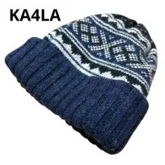 【美品】カシラ KA4LA フェアアイル柄 ニット帽 ネイビー 日本製 紺