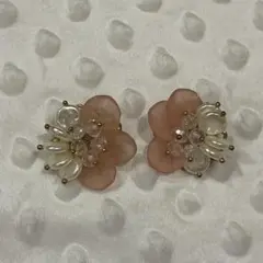 イヤリング　フラワー　花　結婚式　ピンク パーティー 二次会　パールイヤリング
