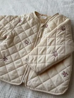 H&M キルティングアウター 薄手 花柄刺繍　サイズ75 ほつれあり