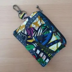 ハンドメイド/ふた付きポーチ/アフリカ布/アフリカン