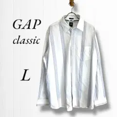 《ギャップ》長袖シャツ/オフィス/L/100%コットン/水色/ストライプ/大きめ
