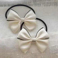 リボンヘアゴム2個セット　ホワイト