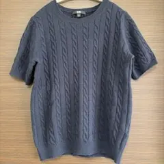 UNIQLO ケーブルニット 半袖 ネイビー Lサイズ