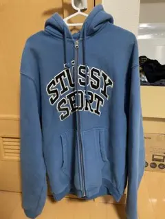 stussy sports ジップアップパーカー　ブルー　Mサイズ