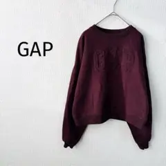 【GAP】長袖トレーナー XXS 裏起毛 立体ビッグロゴ ボルドー 小さいサイズ