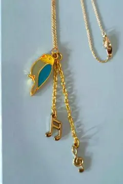 ハンドメイド♪『インコ＆揺れる音符　チェーンつき』ネックレス／ペンダント