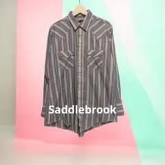 USA製 80s Saddlebrook ウエスタンシャツ L マルチストライプ