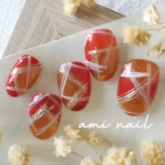 No.185O　ネイルチップ　ツートン　オレンジ