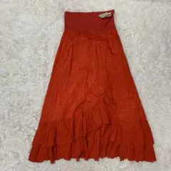 新品▲Cherir la femme▲ロングスカート レッドオレンジM レース