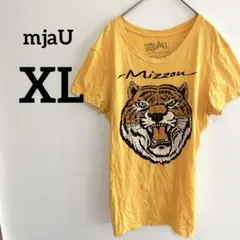 mjaU 【XL】イエロー虎プリント Tシャツ