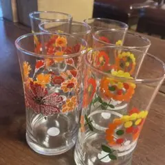 う*ん様 花柄ガラスコップ 6個セット昭和レトロ6個セット