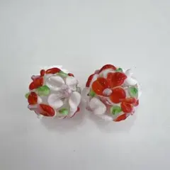 ma164　瑠璃玉 お花 レッドホワイト系 2個 I