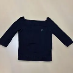 バーバリーネイビーオフショルダー7分袖ニット